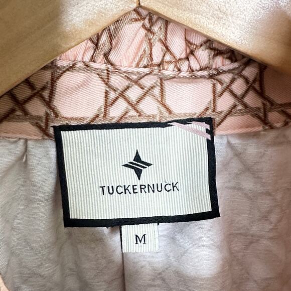 TUCKERNUCK Petal Cane Winnie Blouse Ruffle Pink Tan Sz M {3Z11} - Picture 5 of 6